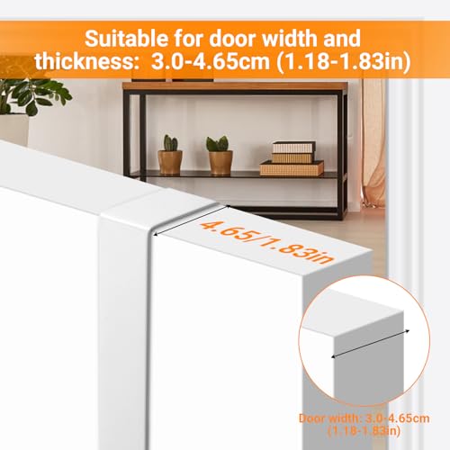 Dycoony Over The Door Hooks for Kids Backpacks - 21.5" Extra Long Door Hanger Low Reach, 14 Wooden Ball Coat Rack for Nursery Bedroom Bathroom, White & Green Purse Bag Towel Holder Organizer - Image 2