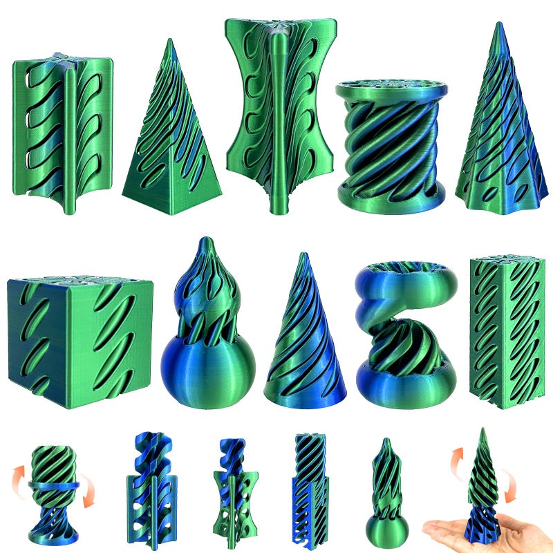 YVBBHE 10 Pack 3D Printed Spiral Fidget Toys Set Impossible Magic Passthrough Stress Relief Toy for Anxiety RelaxingCuboidCylinderConeCubeWaveWhirlwindPyramidGourdTriangleQuadrilateralLG - Image 3