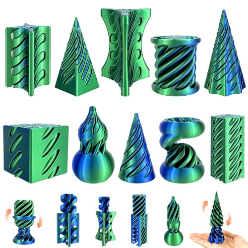 YVBBHE 10 Pack 3D Printed Spiral Fidget Toys Set Impossible Magic Passthrough Stress Relief Toy for Anxiety RelaxingCuboidCylinderConeCubeWaveWhirlwindPyramidGourdTriangleQuadrilateralLG - Image 1
