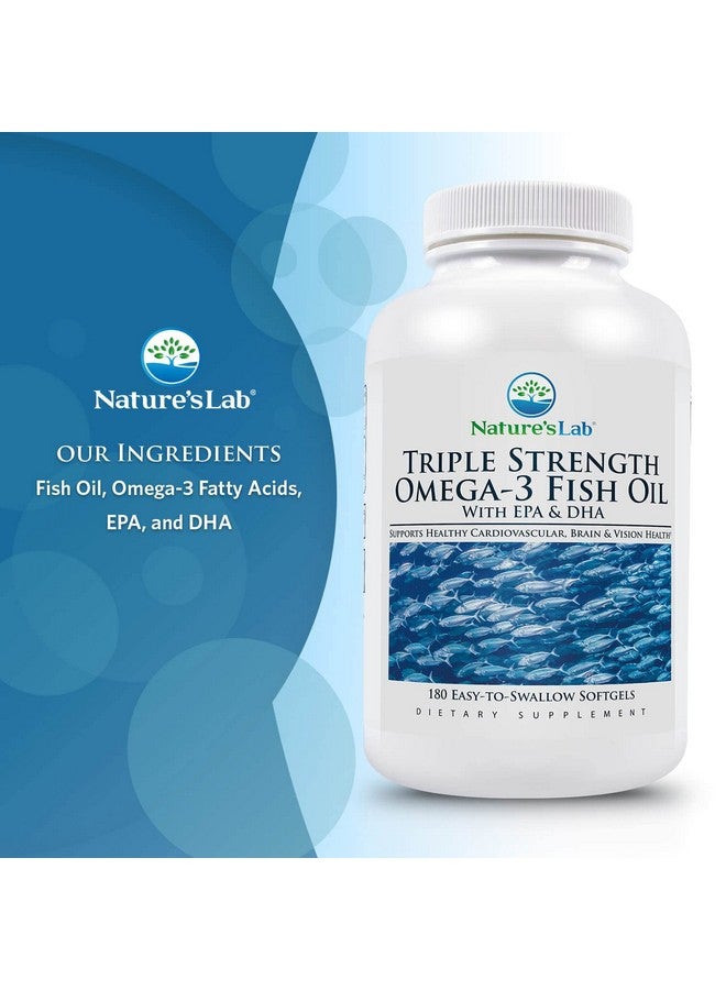 Nature's Lab زيت السمك أوميغا 3 بقوة ثلاثية مع EPA و DHA يدعم وظيفة الدماغ الصحية وصحة الإدراك والدورة الدموية 180 كبسولة لينة (إمداد لمدة 3 أشهر) - Image 3