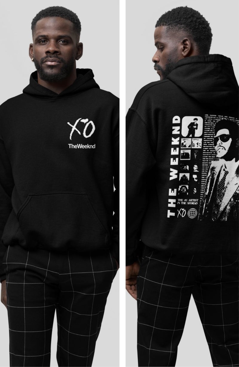 Fuddy Moda The Weeknd Logo Back Printed Hooded Sweatshirt, Unisex Oversize The Weeknd Printed Hoodie - Image 1