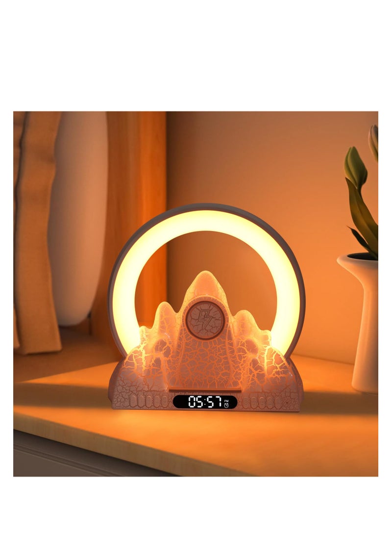 SYOSI Atmosphere Lamp, Lamp for Bedroom Nightstand with Bluetooth Speaker, Wireless Charger, Sunrise Alarm Clock, Sound Machine, LED Night Lamp for Bedroom, Living Room, Office - Image 2