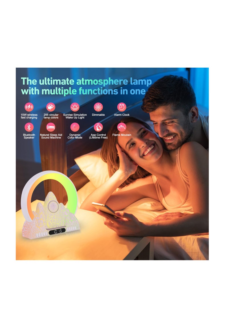 SYOSI Atmosphere Lamp, Lamp for Bedroom Nightstand with Bluetooth Speaker, Wireless Charger, Sunrise Alarm Clock, Sound Machine, LED Night Lamp for Bedroom, Living Room, Office - Image 3