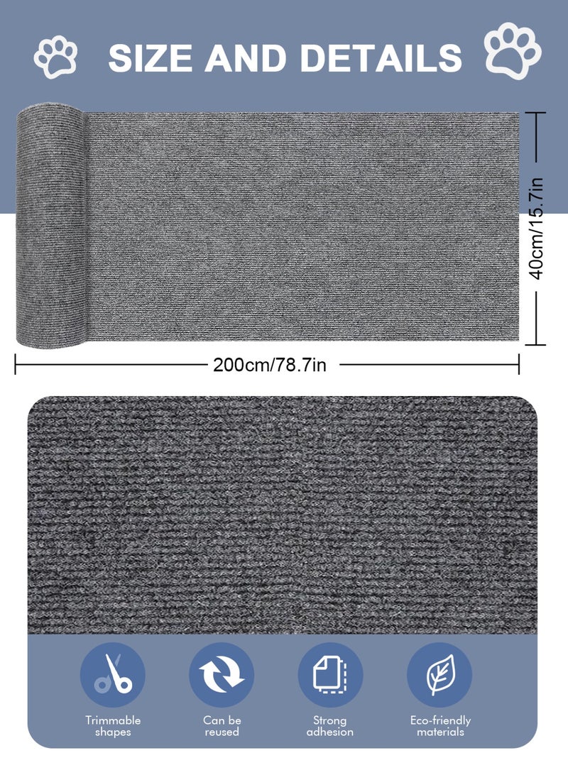 أوربازار واقي أثاث ضد خدش القطط، سجادة ذاتية اللصق قابلة للقص، سجادة خدش للقطط يمكنك صنعها بنفسك لتغطية برج القطط وحامي الأريكة من مخالب القطط (78.7 × 15.8 بوصة رمادي فاتح) - Image 2