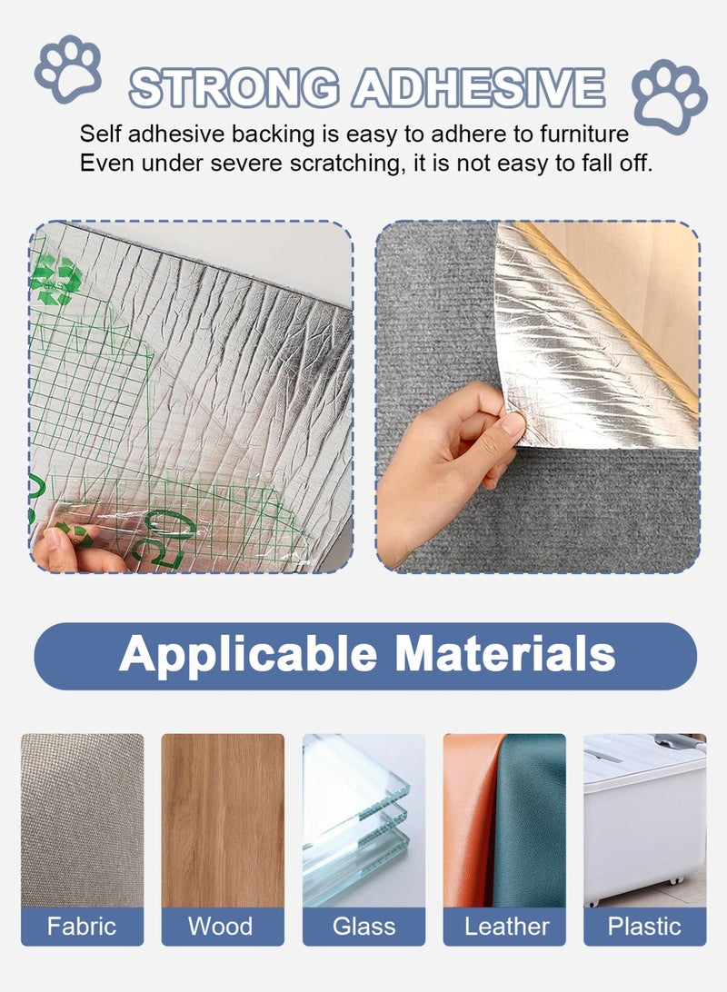 أوربازار واقي أثاث ضد خدش القطط، سجادة ذاتية اللصق قابلة للقص، سجادة خدش للقطط يمكنك صنعها بنفسك لتغطية برج القطط وحامي الأريكة من مخالب القطط (78.7 × 15.8 بوصة رمادي فاتح) - Image 3