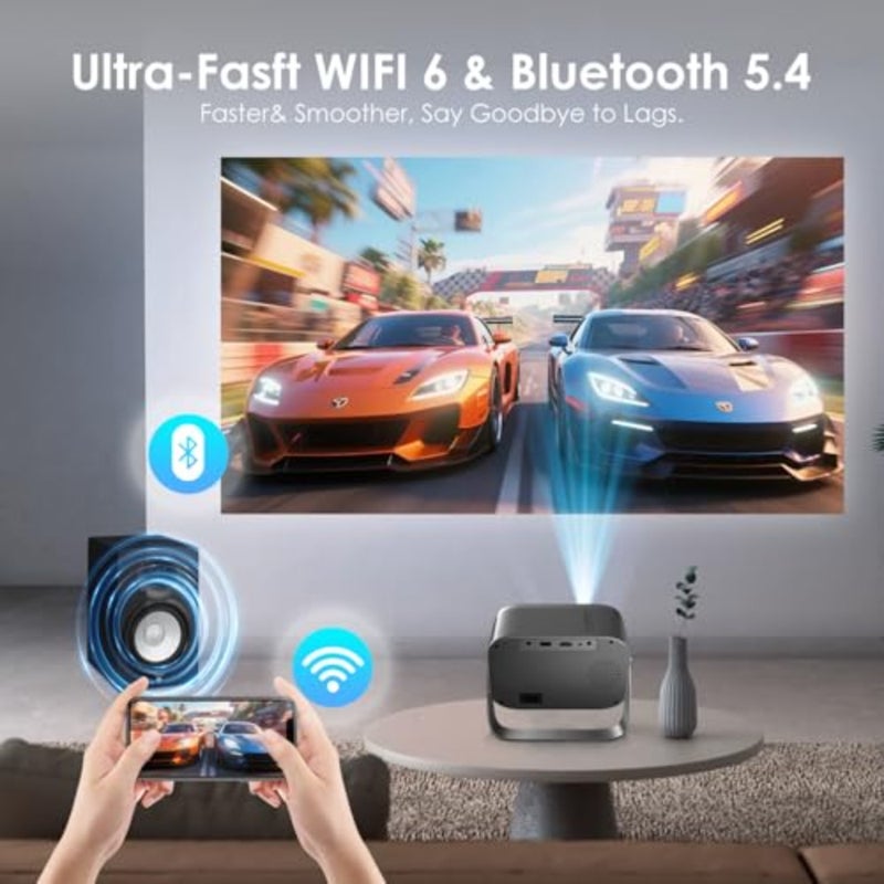 Mini Portable Projector 4K - Smart Projector with Built-in Apps, WiFi 6, BT5.2, 16000Lumen High brightness, Electric Focus/Keystone, 200" Big Screen Projector for Home/Outdoor Movies - Image 5