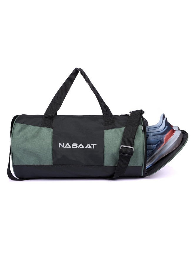 NABAAT VitalCarry Polyester Duffle/Gym Bag for Men & Women, Adjustable Shoulder Bag for Unisex Gym/Fitness Bag/Sports & Travel Sports Kit with Separate Shoe Compartment (Black_Grey, GMB-6) - Image 1