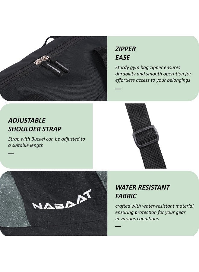 NABAAT VitalCarry Polyester Duffle/Gym Bag for Men & Women, Adjustable Shoulder Bag for Unisex Gym/Fitness Bag/Sports & Travel Sports Kit with Separate Shoe Compartment (Black_Grey, GMB-6) - Image 3