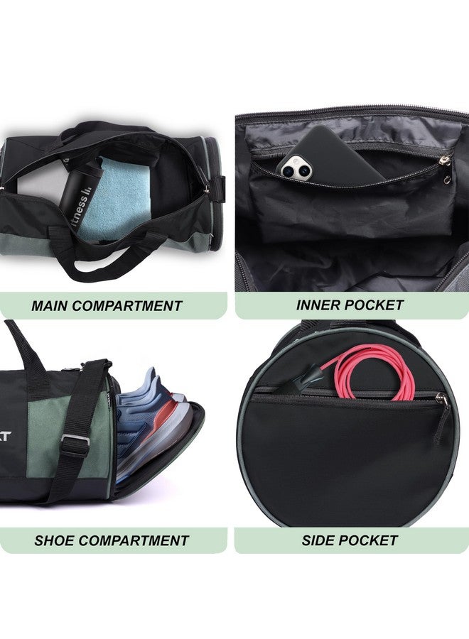 NABAAT VitalCarry Polyester Duffle/Gym Bag for Men & Women, Adjustable Shoulder Bag for Unisex Gym/Fitness Bag/Sports & Travel Sports Kit with Separate Shoe Compartment (Black_Grey, GMB-6) - Image 2