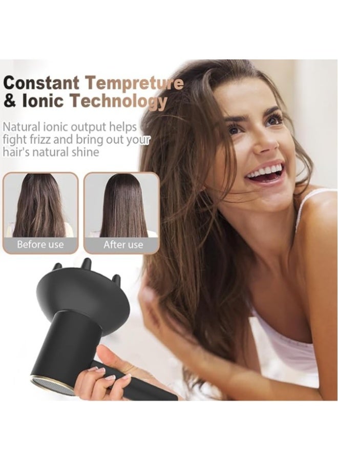 general Travel Hair Dryer with Diffuser  Concentrator, Powerful Ion Hair Dryer Fast Drying Low Noise Hair Dryer for Curly Hair, 2 Speed Women Men Home Salon Professional Hairstyle Gifts - Image 4