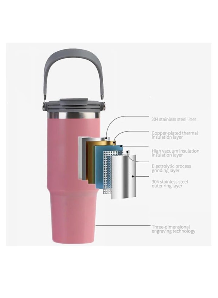 Spaceshoop Tumbler with Lid and Straw with Handle, (900 ml), Large Capacity, Cold Insulation, Water Bottle, Thermos, Insulated, Double Layer, Wide Mouth, Direct Drinking, Leak Proof - Image 4