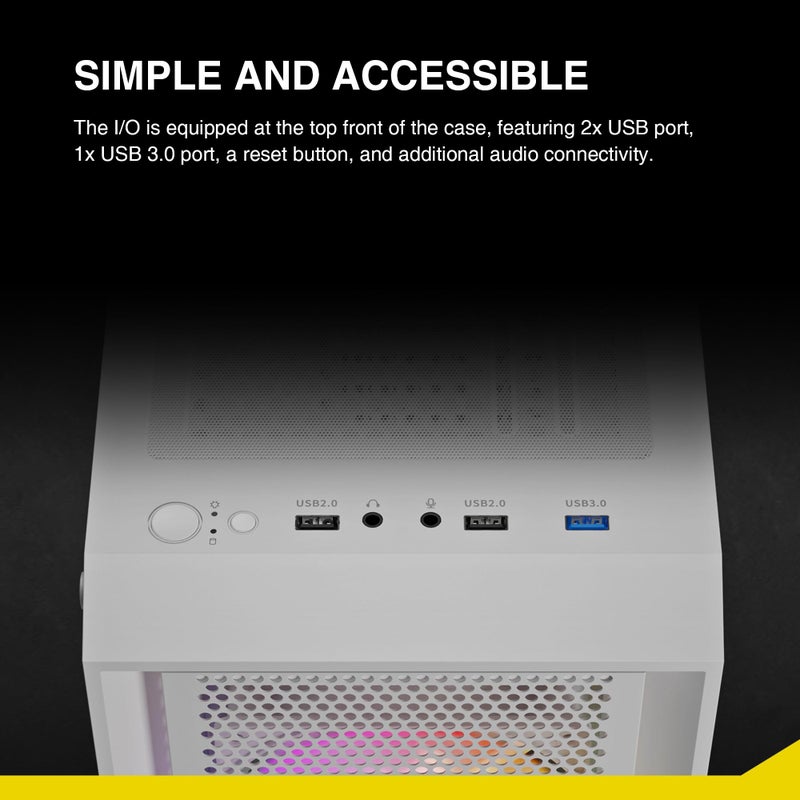 GAMDIAS صندوق كمبيوتر ألعاب GAMDIAS أبيض ATX متوسط البرج مع زجاج مقسى جانبي، مزود بـ 4 مراوح ARGB بحجم 120 مم مثبتة مسبقًا، يدعم حتى 6 مراوح بحجم 120 مم، 360 مم AIO/مبرد، 340 مم GPU/VGA، 160 مم مبرد هواء CPU - Image 5