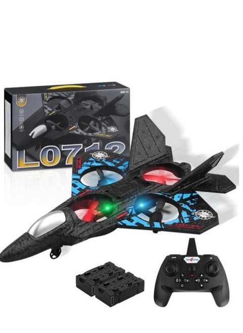 Vertical takeoff drone - L0712 remote control military drone with LED lights and extra batteries, suitable for children and adults