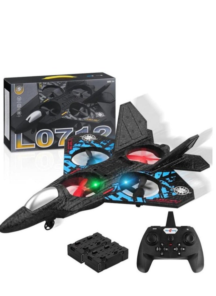 Vertical takeoff drone - L0712 remote control military drone with LED lights and extra batteries, suitable for children and adults