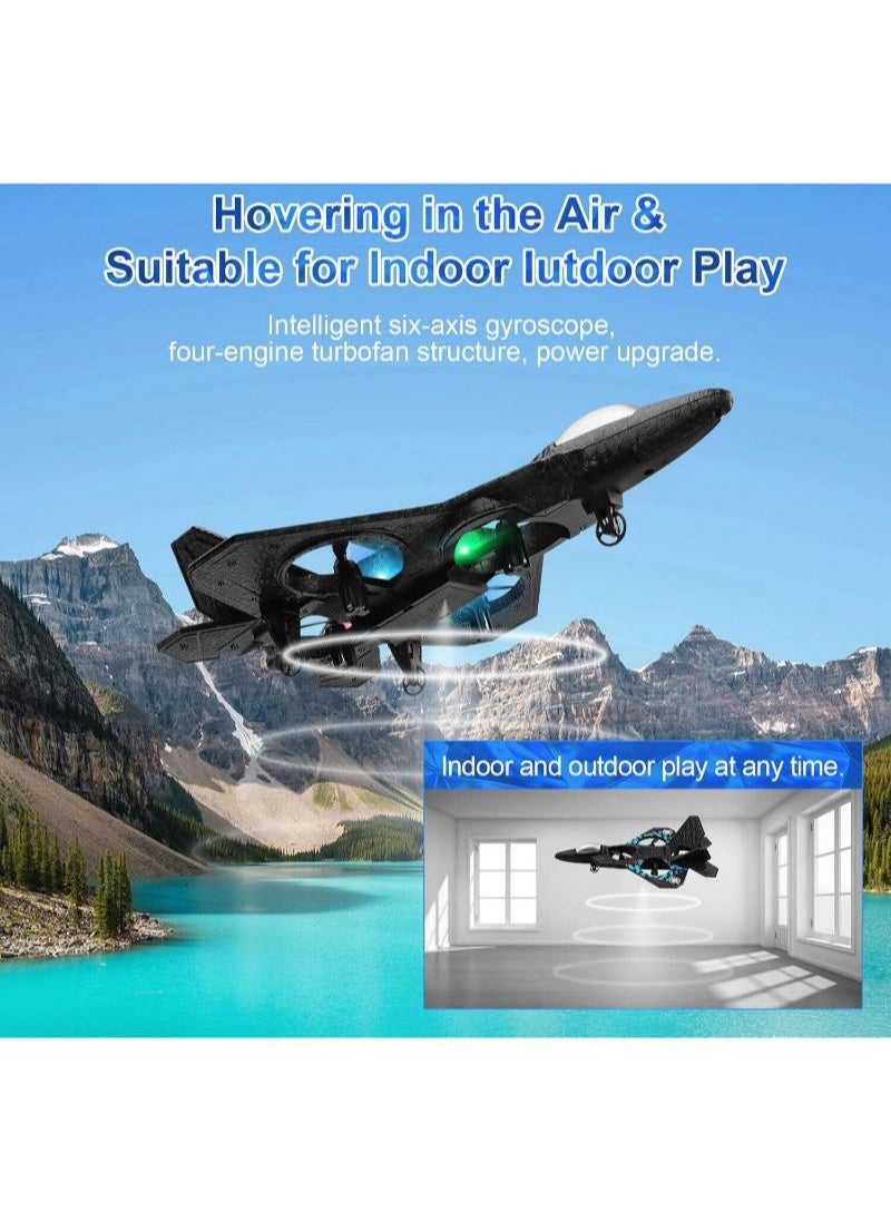 Vertical takeoff drone - L0712 remote control military drone with LED lights and extra batteries, suitable for children and adults