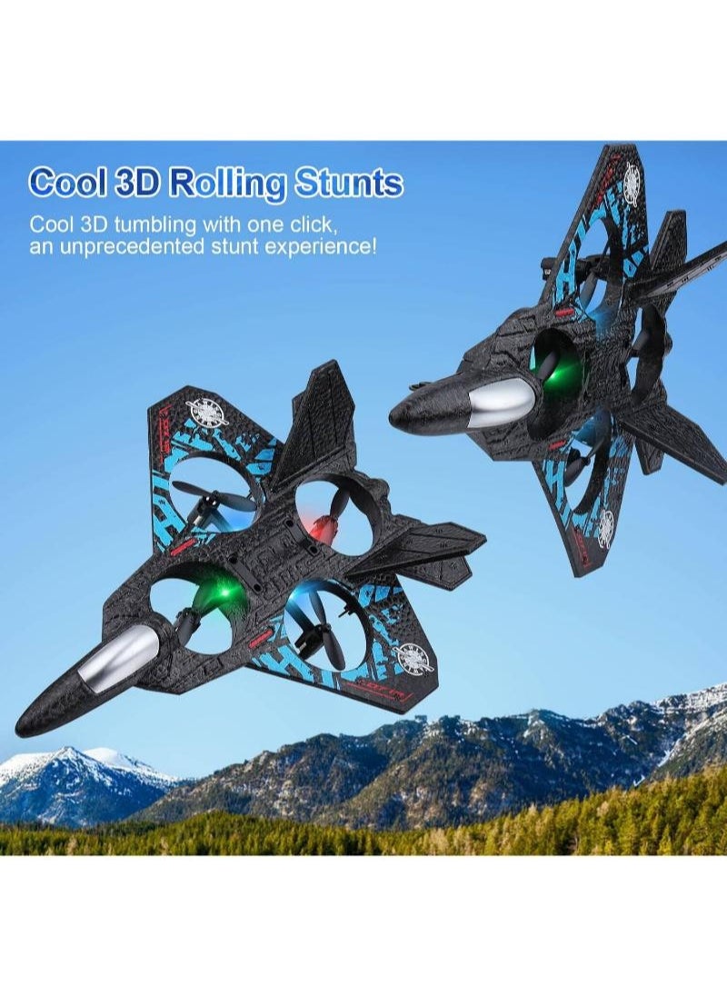 Vertical takeoff drone - L0712 remote control military drone with LED lights and extra batteries, suitable for children and adults