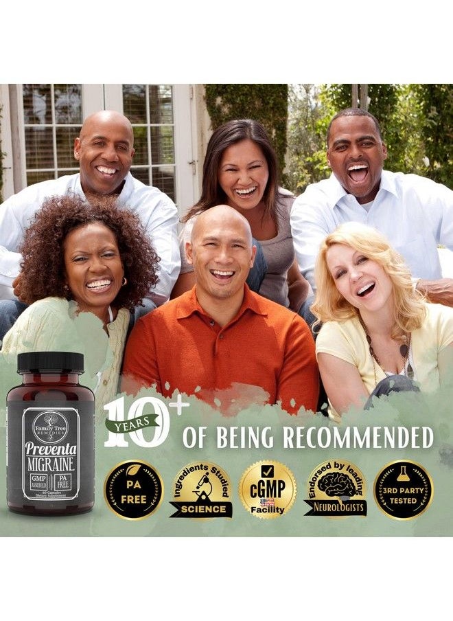Family Tree Remedies - Preventa Migraine Relief Natural Daily Headache Prevention Supplement 1 Month Supply 60 Caps With 150Mg Pafree Butterbur Root 400Mg Feverfew 400Mg Riboflavin And 60Mg Magnesium - Image 1
