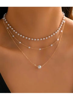 Home Clearance Sale 1pc 3-layer Pearl Chain Necklace New Women's High-end Versatile Neck Chain Clavicle Chain Pendant Chain Adult Daily Wear Ornament  - Image 1