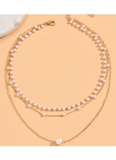 Home Clearance Sale 1pc 3-layer Pearl Chain Necklace New Women's High-end Versatile Neck Chain Clavicle Chain Pendant Chain Adult Daily Wear Ornament  - Image 3
