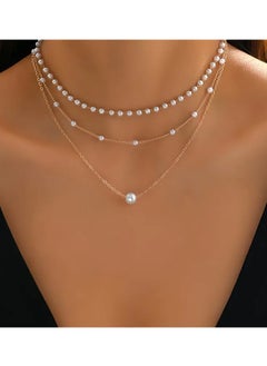 Home Clearance Sale 1pc 3-layer Pearl Chain Necklace New Women's High-end Versatile Neck Chain Clavicle Chain Pendant Chain Adult Daily Wear Ornament  - Image 5