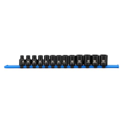 MIXPOWER 38 Drive Shallow Magnetic Impact Socket Set with Storage Rails 13Piece 6 Point 719mm Metric CRMO - Image 1