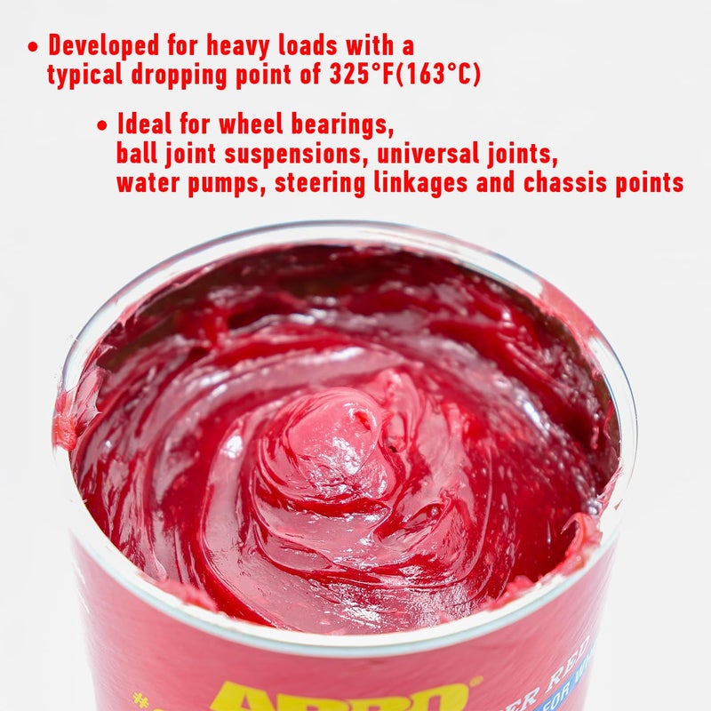 ABRO #2 Super Red Lithium Grease: Multipurpose Heavy-Duty Lubricant for Extreme Conditions, Automotive, Industrial, & Agricultural Use, Wheel Bearings, Brakes 16oz. - Image 4