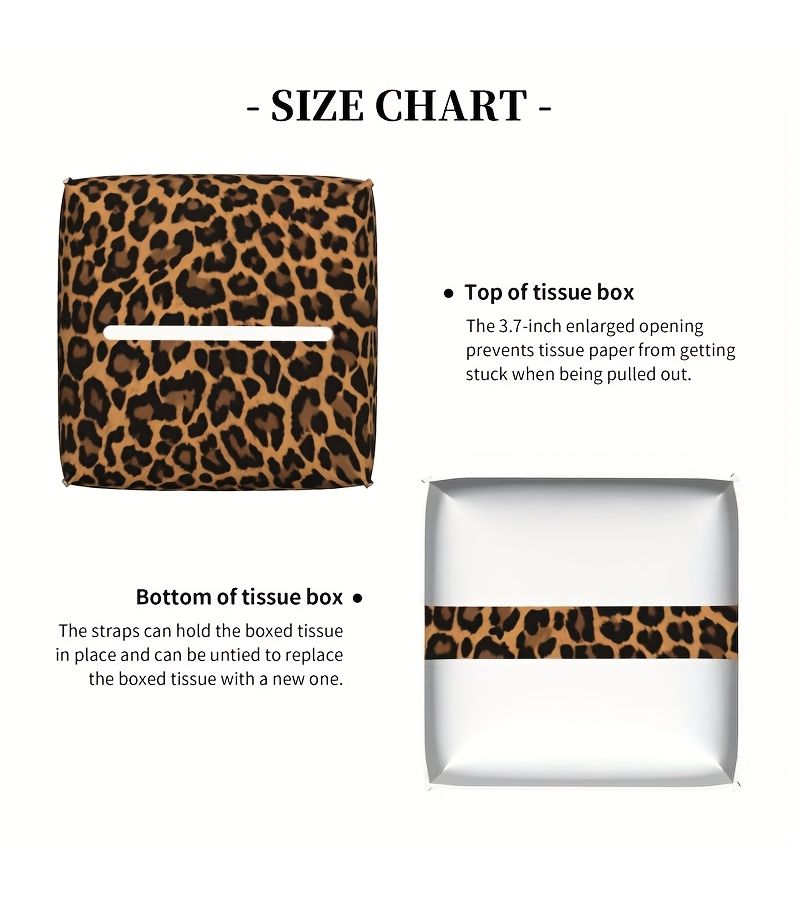 Leopard Pattern PVC Desktop Tissue Box 1pc For Home Travel Office - Image 3