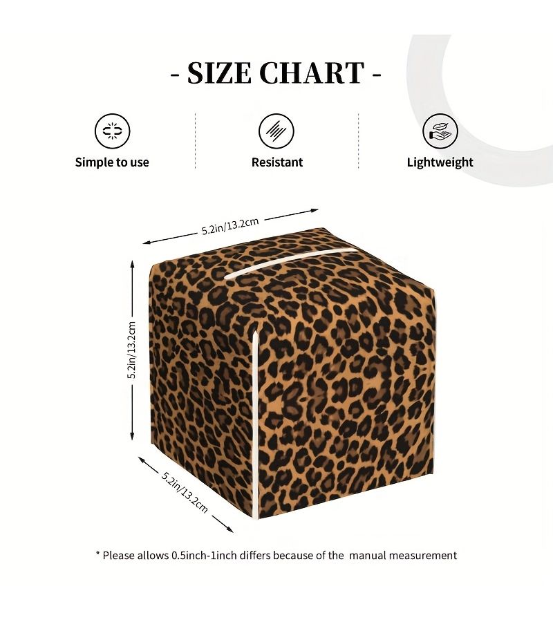 Leopard Pattern PVC Desktop Tissue Box 1pc For Home Travel Office - Image 2