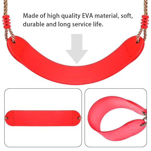 Shopster Replacement Flexible Swing Seat for Kids & Adults - 27 Inches Long Wraparound Outdoor Swing, Non-Slip EVA Material, Non-Toxic, Ideal for Garden Fun - Red - Image 4