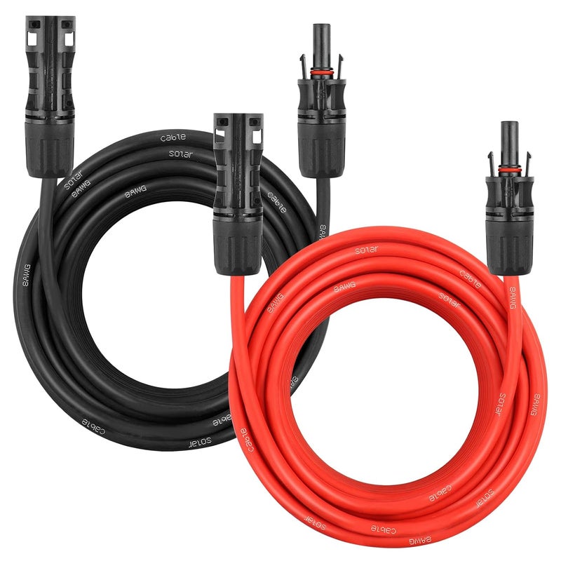 YDDECW Solar Panel Extension Cable - 8AWG 30FT Solar Wire Cord 8 Gauge PV Wire with Female & Male Waterproof Connector for RV, Photovoltaic Systems, Home, Boat, Solar Panels, Car(30ft Red + 30ft Black) - Image 1