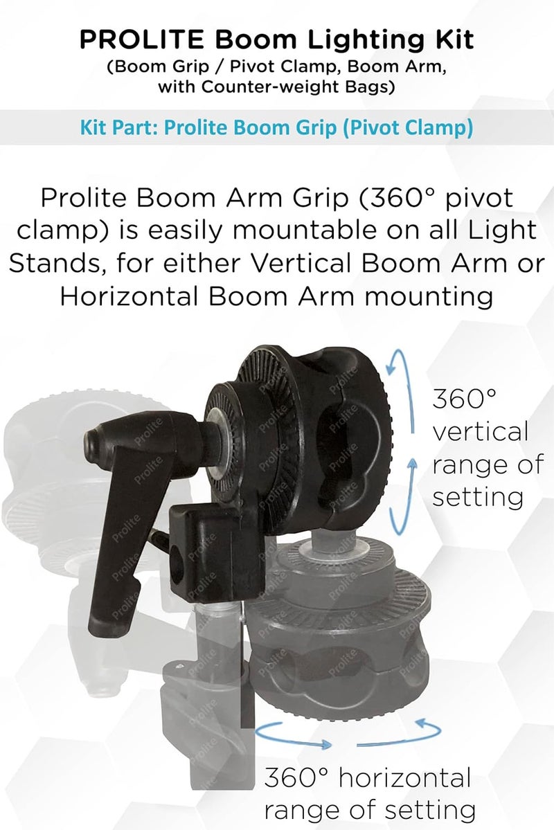 Pro-Lite Photography Lighting Boom Kit | Boom Grip, Boom Arm, Empty Sandbags | Used with Softbox LED Flash Lighting for Overhead/Table Top Lighting - Image 4