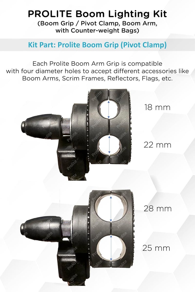 Pro-Lite Photography Lighting Boom Kit | Boom Grip, Boom Arm, Empty Sandbags | Used with Softbox LED Flash Lighting for Overhead/Table Top Lighting - Image 5