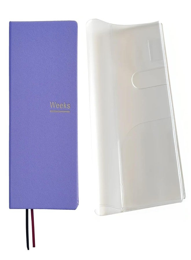 receip Undated Weekly Planner Notebook Pocket Organizer Appointment Book Journal Notebook A6 Week Plan Notepad (Light purple with cover) - Image 1
