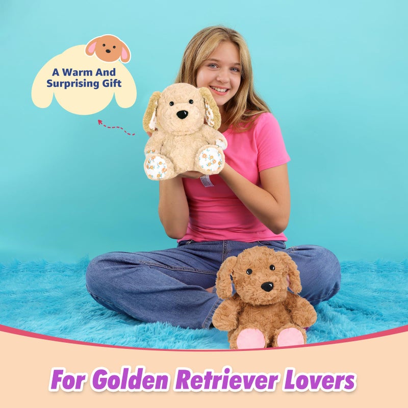 Ditucu Original Golden Retriever Microwavable Weighted Stuffed Animal Heated Dog Plush for Warmth Comfort Period Cramps Pain Plushies Toys Gifts for Kids Adults Light Brown 9 inch - Image 4