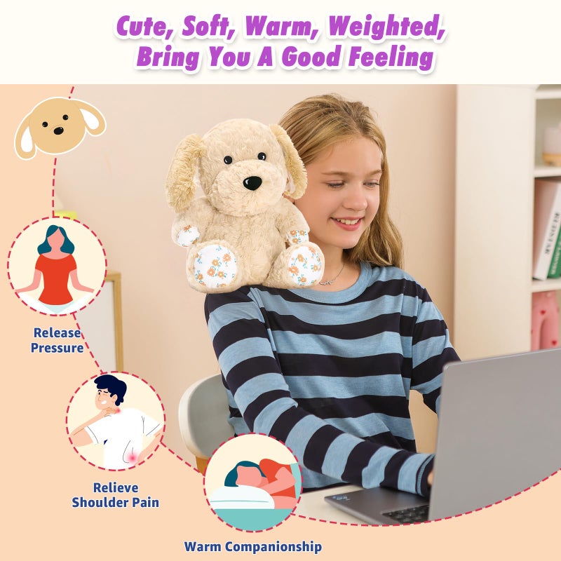 Ditucu Original Golden Retriever Microwavable Weighted Stuffed Animal Heated Dog Plush for Warmth Comfort Period Cramps Pain Plushies Toys Gifts for Kids Adults Light Brown 9 inch - Image 3