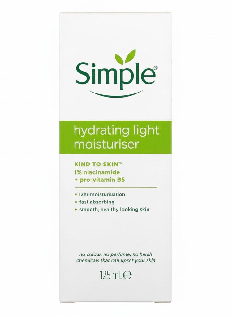 simple Hydrating Light Moisturiser with 1% Niacinamide & Pro-Vitamin B5 – 125 ml - Image 2