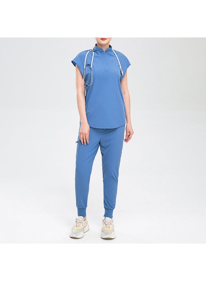 NIBEMINENT Women Slim Fit Scrubs Top Medical Uniform Doctor Shirt Surgical Blouse Nurse Accessories Salon Spa Workwear - Image 1