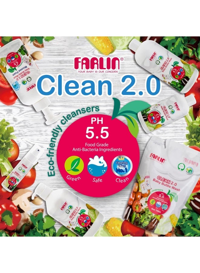 إيروريكس فارلين كلين 2.0 غسول زجاجات الرضاعة والفواكه 500 مل، مصنوع من مواد نباتية وصديقة للبيئة، درجة حموضة 5.5، درجة حرارة الطعام - Image 5