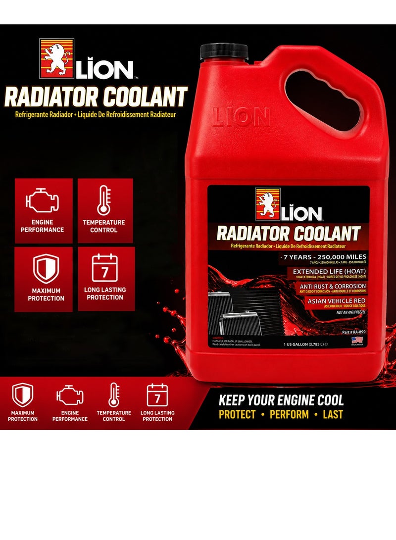 ليون سائل تبريد الردياتير من LION - سائل أحمر جاهز للاستخدام (3.785 لتر) - طقم مكون من 3 عبوات - سائل تبريد محرك طويل الأمد مخصص للمركبات الآسيوية - تركيبة مسبقة الخلط توفر حماية ضد الصدأ والتآكل - للعناية برداديرات السيارات وسيارات الدفع الرباعي (SUV) وشاحنات البيك أب - الموديل: ERPC1001 - Image 3