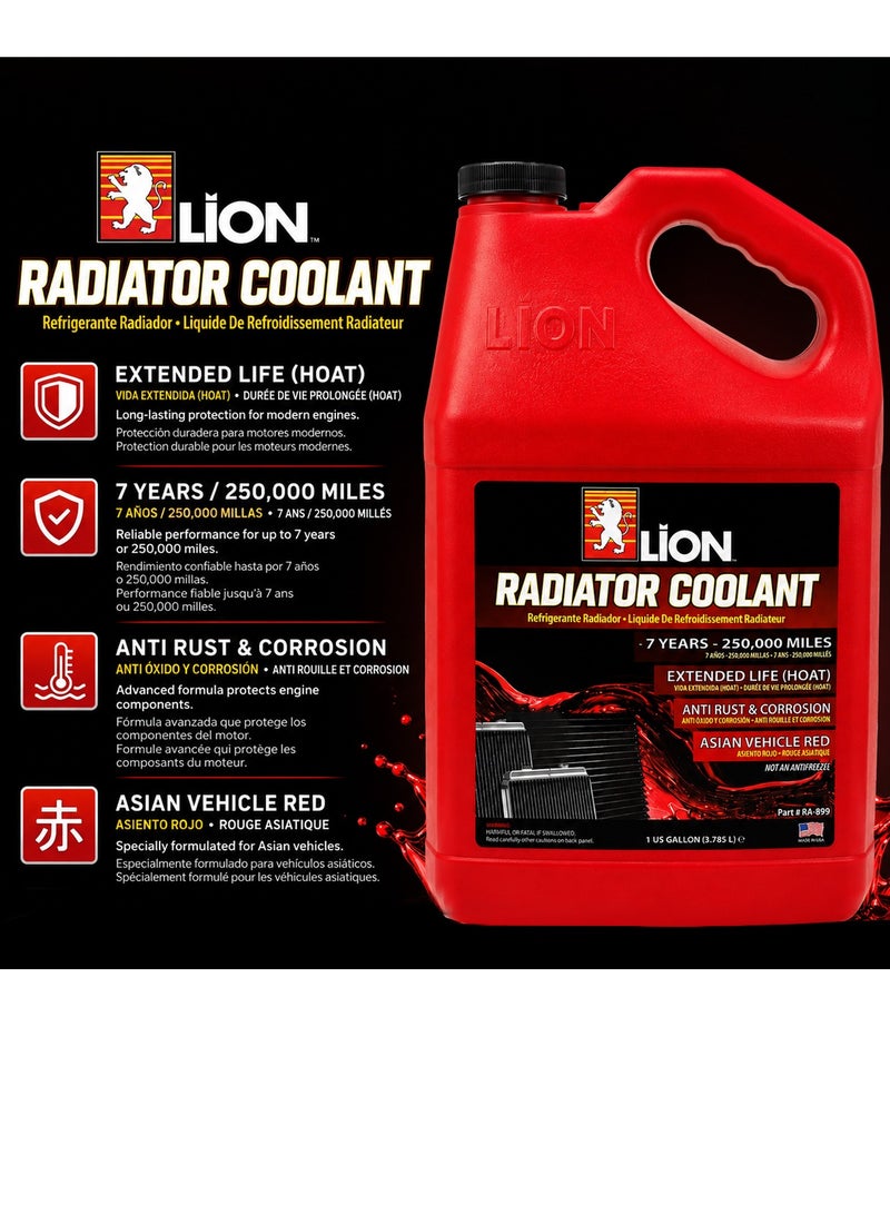 ليون سائل تبريد الردياتير من LION - سائل أحمر جاهز للاستخدام (3.785 لتر) - طقم مكون من 3 عبوات - سائل تبريد محرك طويل الأمد مخصص للمركبات الآسيوية - تركيبة مسبقة الخلط توفر حماية ضد الصدأ والتآكل - للعناية برداديرات السيارات وسيارات الدفع الرباعي (SUV) وشاحنات البيك أب - الموديل: ERPC1001 - Image 4