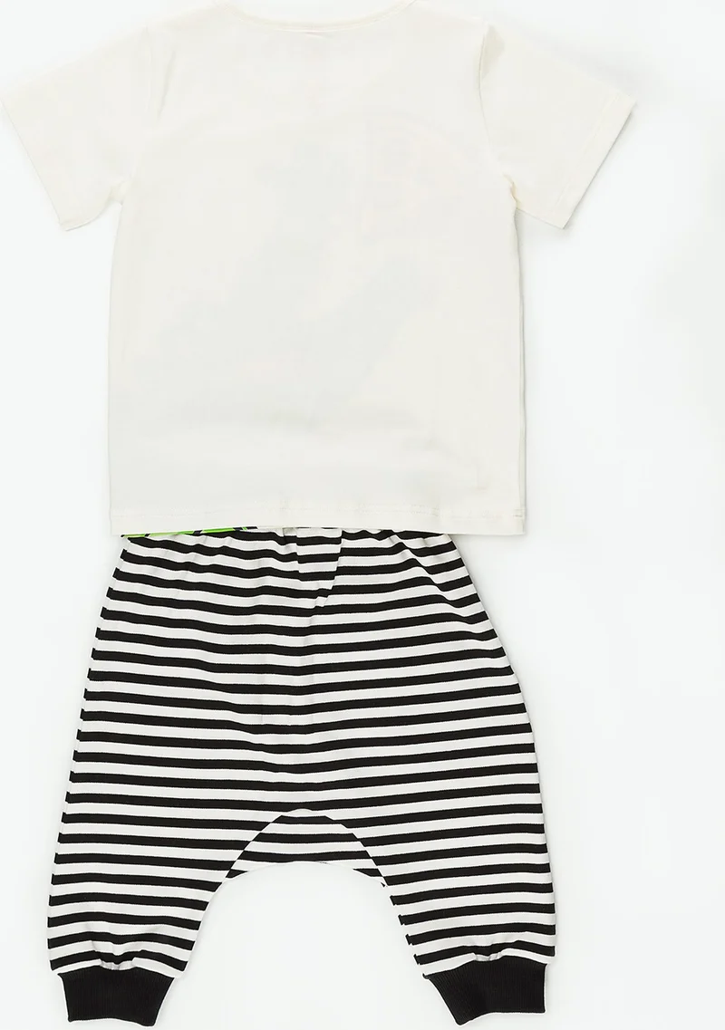 Denokids Pizza Crocodile Boy T-shirt Capri Shorts Set