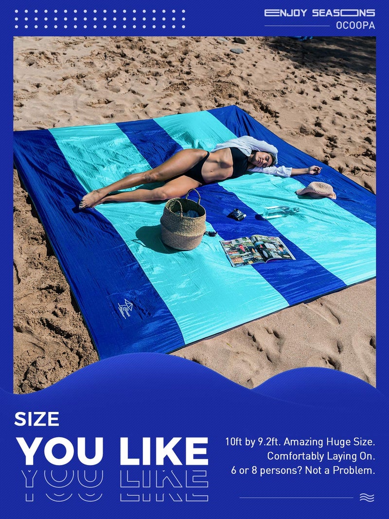 OCOOPA Extra Large Beach Blanket, Sand Free, Large Oversized Camping Mat, Comfortable Parachute Nylon, Cozy& Chic, Compact& Light, 4 Stakes&1 Travel Bag, S09 - Image 2