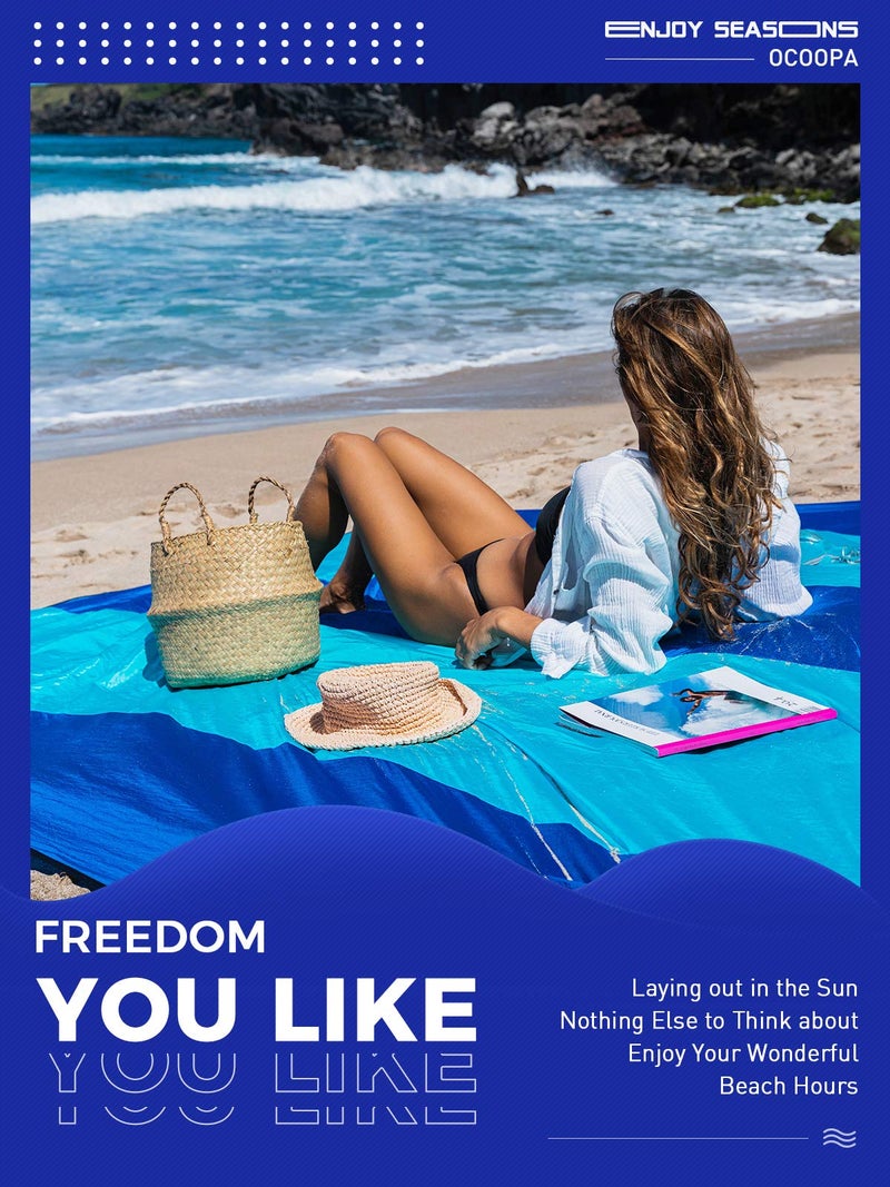 OCOOPA Extra Large Beach Blanket, Sand Free, Large Oversized Camping Mat, Comfortable Parachute Nylon, Cozy& Chic, Compact& Light, 4 Stakes&1 Travel Bag, S09 - Image 3