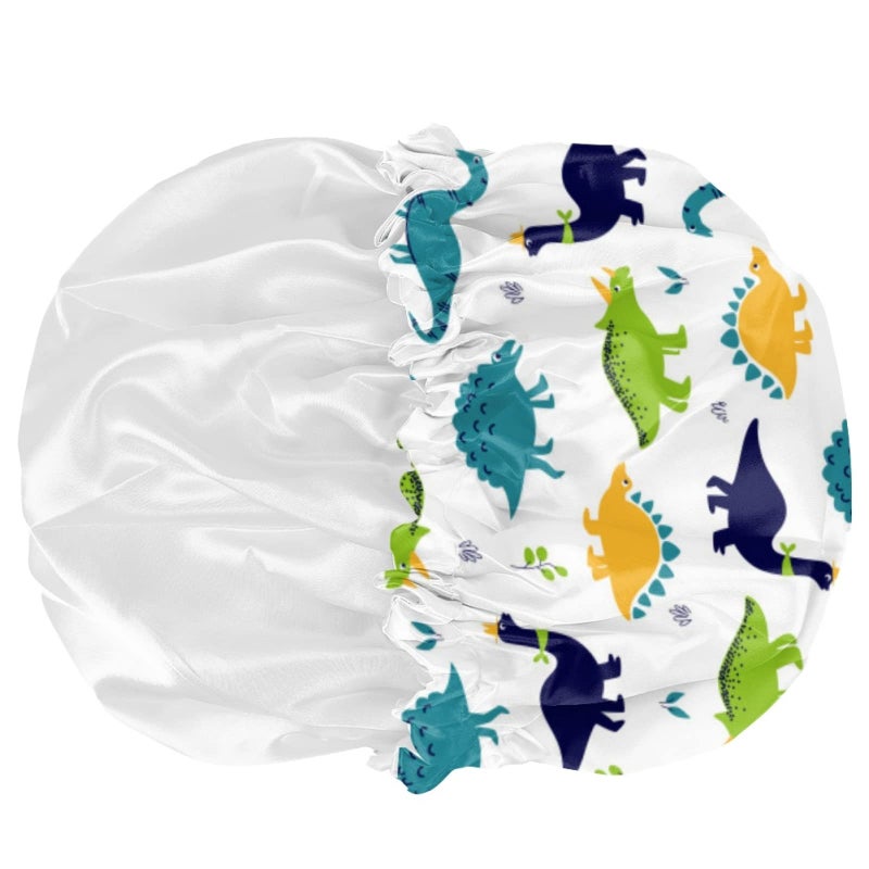 Babrukda Kids Hair Cover, Children Satin Bonnet, Boys Girls Satin Sleep Cap, Adjustable Elastic Band Beanie Hat for Night Sleeping Easy Clean Headwear for Toddler Baby Dinosaur - Image 5