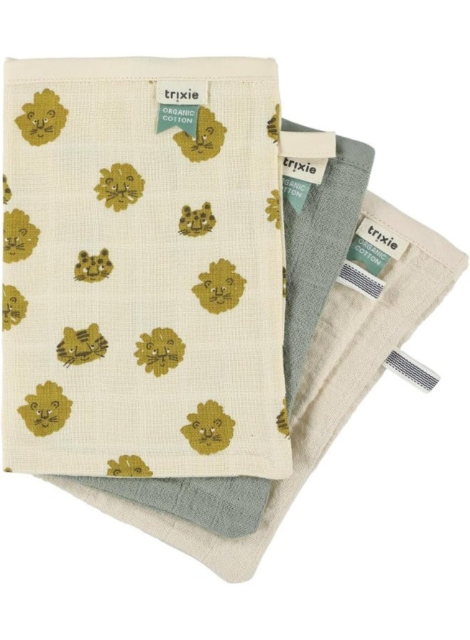Trixie Happy Leopard Mix - 3 Pack Muslin Wash Cloths - Image 1