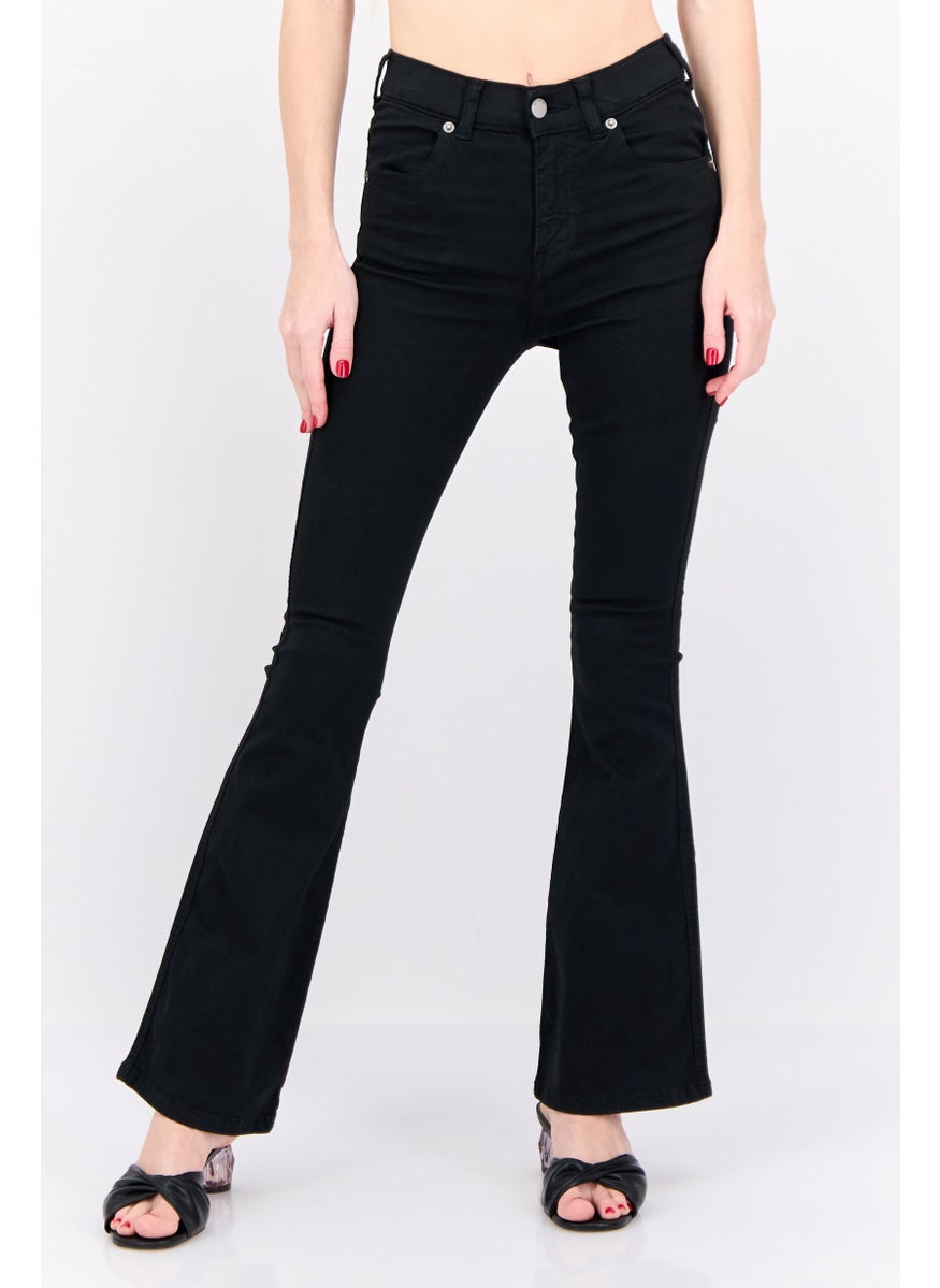 Dr Denim Women Bootcut Solid Stretchable Denim, Black  - Image 1