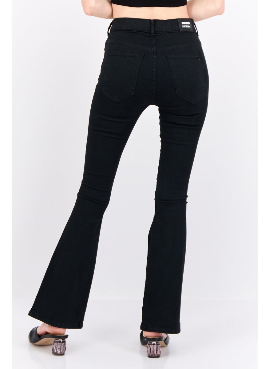 Dr Denim Women Bootcut Solid Stretchable Denim, Black  - Image 3
