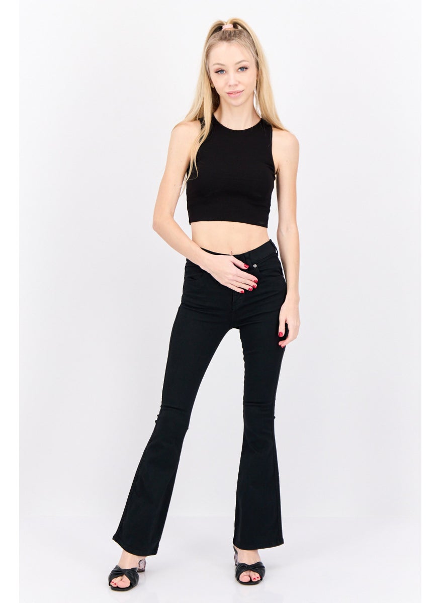Dr Denim Women Bootcut Solid Stretchable Denim, Black  - Image 4
