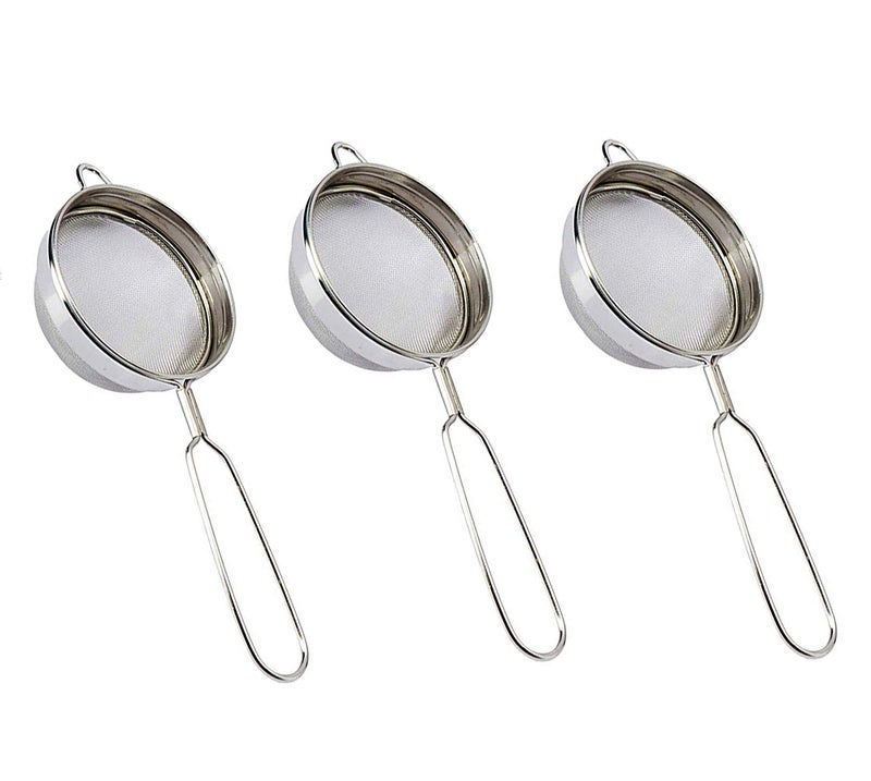 Petals Stainless Steel Tea Coffee Strainer Set of 3-7.5 cm Diameter, All Same Size, Standard - Image 4