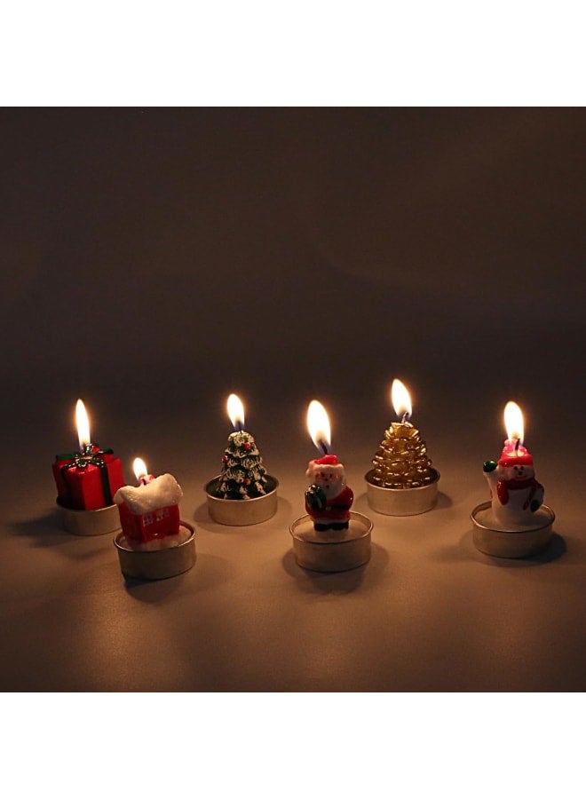 مجموعة هدايا شموع عيد الميلاد من  6 شموع صغيرة، سانتا، رجل ثلج، مخروط صنوبر، منزل عيد الميلاد، هدية، هدية تزيين لعشاء عيد الميلاد، حفلة، عبوة هدايا - Image 3
